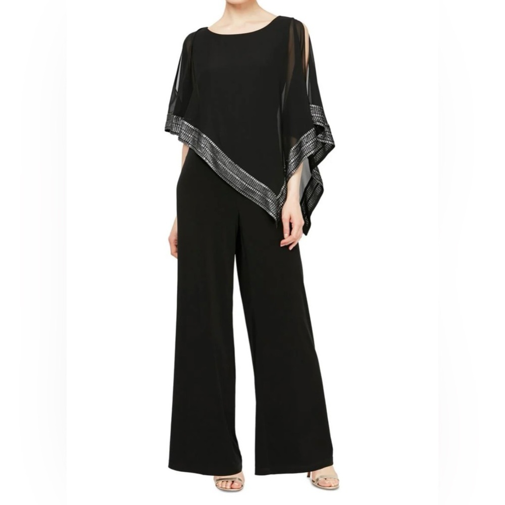 SLNY Women's Chiffon Metallic Jumpsuit 10P